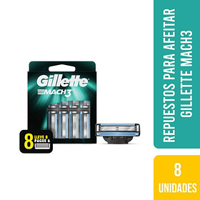 PACK RESPUESTO DE AFEITAR DESECHABLE GILLETTE  MACH3 8 UNID