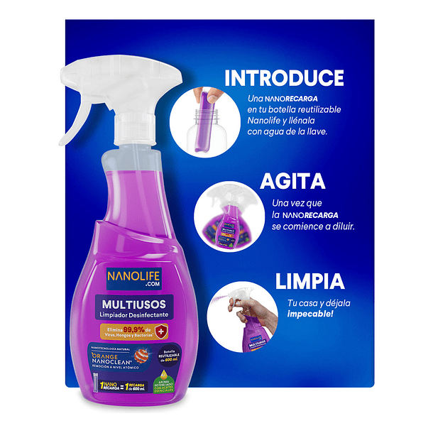 NANORECARGA DEYSA NANOLIFE LIMPIADOR MULTIUSOS DESINFECTANTE LAVANDA 1 UNID 3