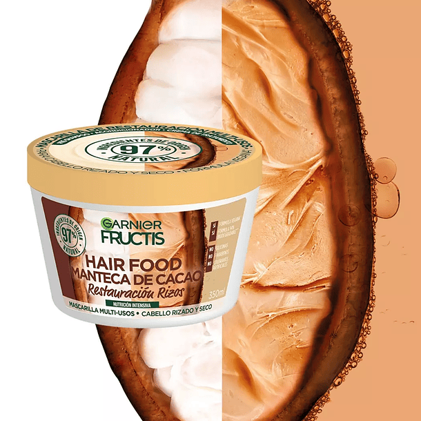CREMA DE TRATAMIENTO GARNIER FRUCTIS HAIR FOOD MANTECA DE CACAO RESTAURACION RIZOS NUTRICION INTENSIVA 350 ML  2