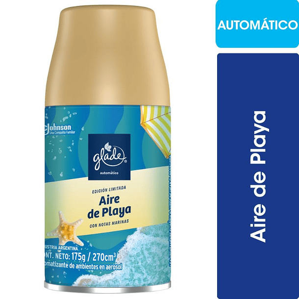 AMBIENTADOR GLADE REPUESTO AUTOMATICO AIRE DE PLAYA 175 GR
