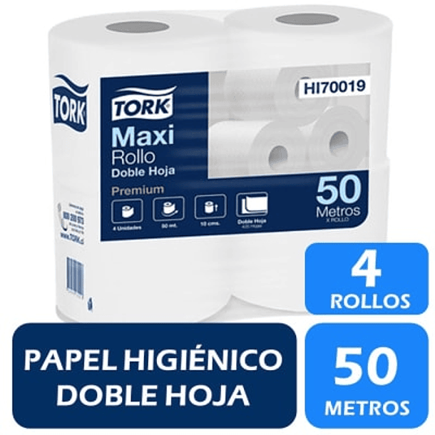 PAPEL HIGIÉNICO TORK 50 METROS X 4 ROLLOS 