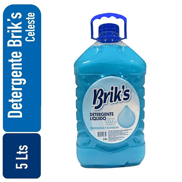 BRIK´S DETERGENTE LIQUIDO CON SUAVIZANTE CELESTE 5 LT 2