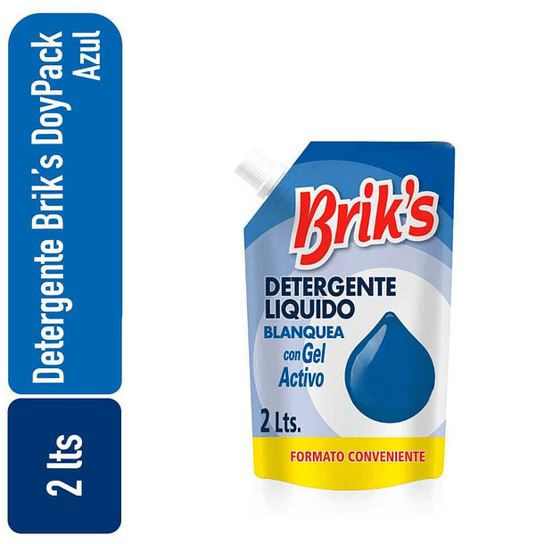 BRIK´S DETERGENTE LIQUIDO CON GEL ACTIVO AZUL DOYPACK 2 LT