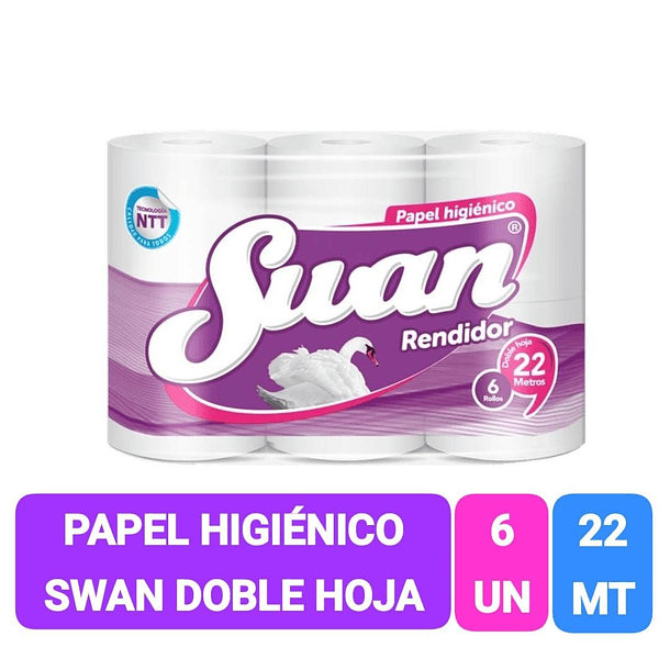 PAPEL HIGIENICO SWAN RENDIDOR 20MT X 6 ROLLOS 