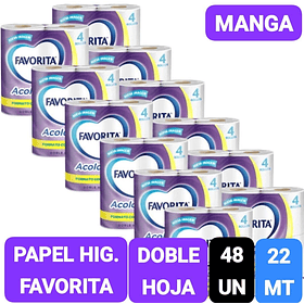 PAPEL HIGIENICO FAVORITA DOBLE HOJA 22 MT X 48 ROLLOS