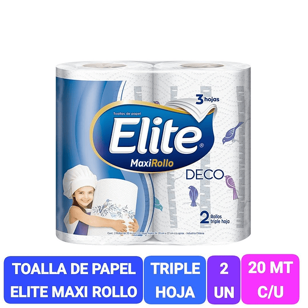 TOALLA DE PAPEL ELITE MAXI ROLLO DECO  20 MT X 2 ROLLOS 1