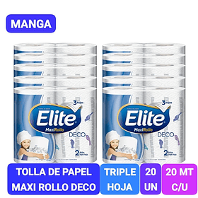 MANGA TOALLA DE PAPEL ELITE MAXI ROLLO DECO  20 MT X 20 ROLLOS 