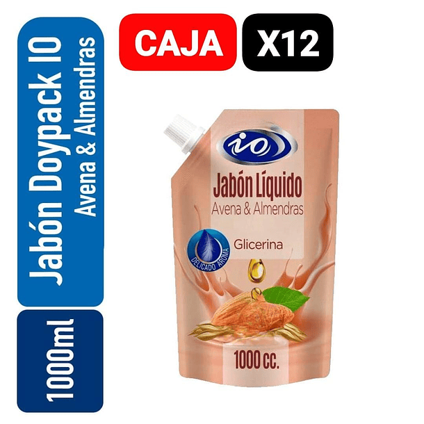 CAJA JABON LIQUIDO IO AVENA & ALMENDRAS DOYPACK 1 LT X 12 UN