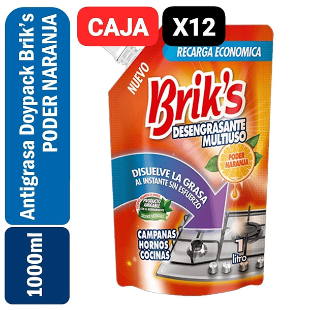 CAJA BRIK´S DESENGRASANTE MULTIUSO NARANJA DOYPACK 1LT X 12 UN