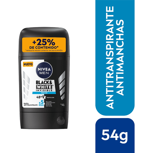 ANTITRANSPIRANTE BARRA NIVEA MEN BLACK & WHITE INVISIBLE FRESH 54 GR  1