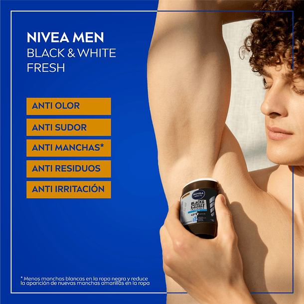 ANTITRANSPIRANTE BARRA NIVEA MEN BLACK & WHITE INVISIBLE FRESH 54 GR  2