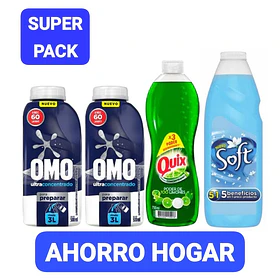 PACK X2 DETERGENTE OMO PARA DILUIR 500 ML + QUIX 750 ML + SOFT 1LT