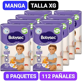 MANGA PAÑAL BABYSEC PREMIUM TALLA XG 8 PAQUETES 112 UN