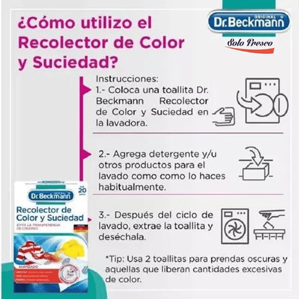 RECOLECTOR DE COLOR Y SUCIEDAD DR. BECKMANN 20 UN  2