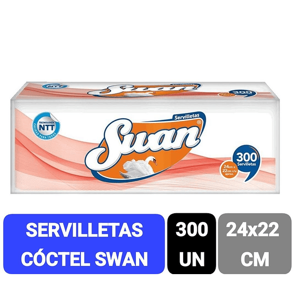 PACK SERVILLETAS TIPO COCTEL SWAN 300 UNIDADES C/U (12 PAQUETES)