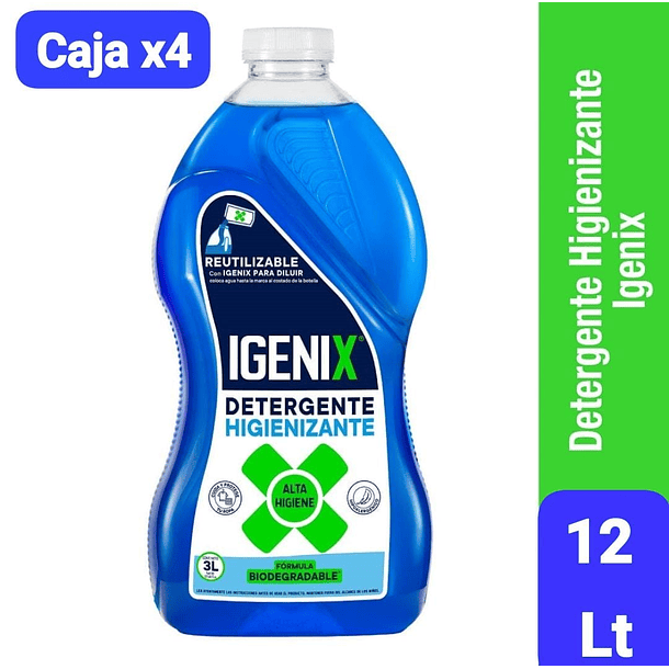 CAJA X4 DETERGENTE LIQUIDO IGENIX HIGIENIZANTE 3 LT (12 LTS)