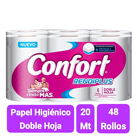 MANGA PAPEL HIGIÉNICO CONFORT 20 METROS X 48 ROLLOS 