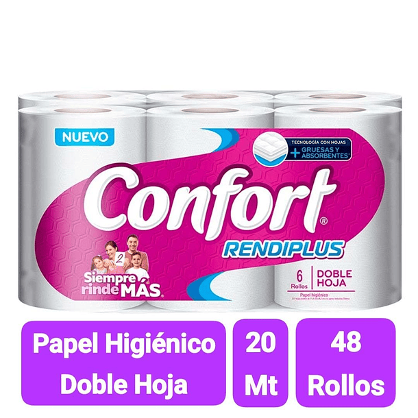 MANGA PAPEL HIGIÉNICO CONFORT 20 METROS X 48 ROLLOS 