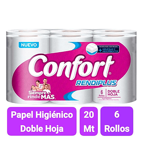 PAPEL HIGIÉNICO CONFORT 20 METROS X 6 ROLLOS 