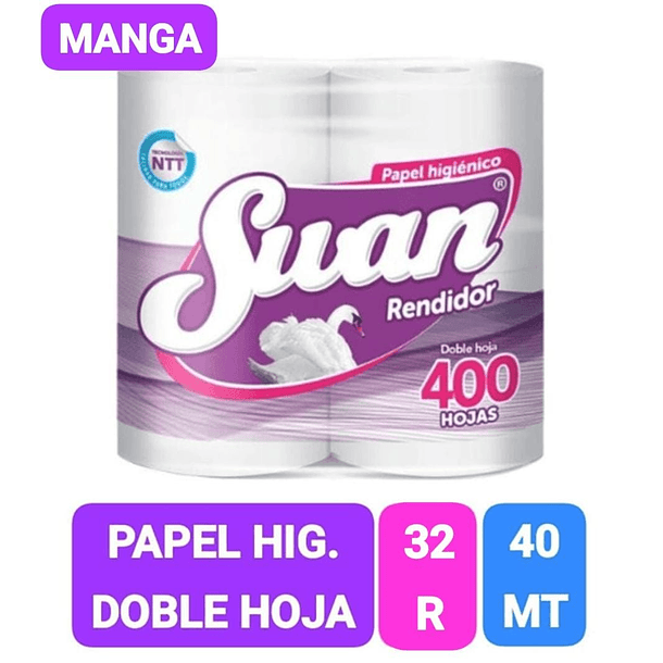 MANGA PAPEL HIGIÉNICO SWAN RENDIDOR 40MT X 32 ROLLOS