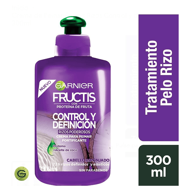 CREMA DE PEINAR GARNIER FRUCTIS CONTROL Y DEFINICIÓN RIZOS PODEROSOS 300 ML
