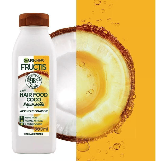 ACONDICIONADOR GARNIER FRUCTIS HAIR FOOD COCO REPARACIÓN 300 ML 2