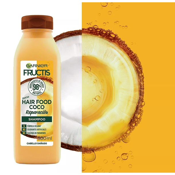 SHAMPOO GARNIER FRUCTIS HAIR FOOD COCO REPARACIÓN 300 ML 2