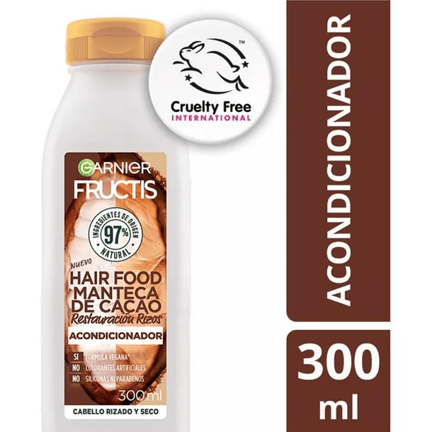 ACONDICIONADOR GARNIER FRUCTIS HAIR FOOD MANTECA DE CACAO RESTAURACIÓN RIZOS 300 ML 1