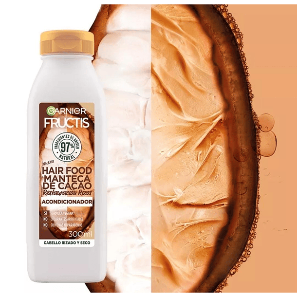 ACONDICIONADOR GARNIER FRUCTIS HAIR FOOD MANTECA DE CACAO RESTAURACIÓN RIZOS 300 ML 2