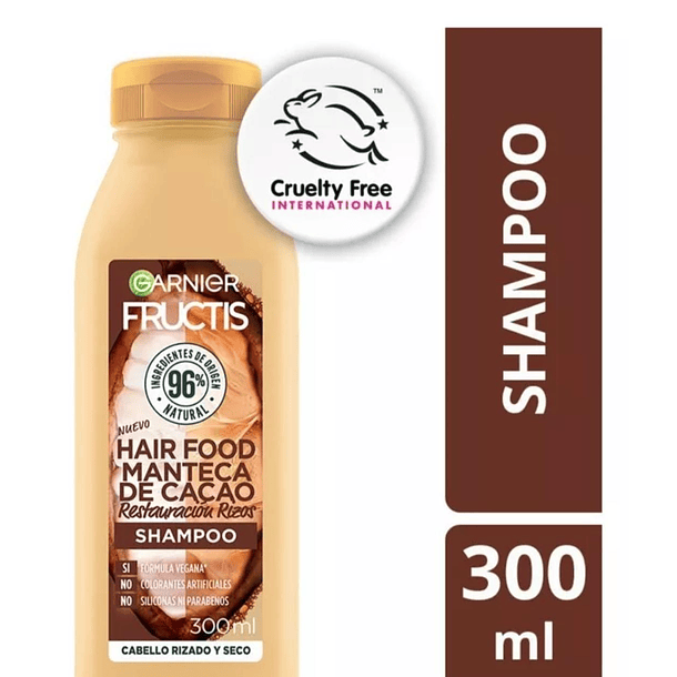 SHAMPOO GARNIER FRUCTIS HAIR FOOD MANTECA DE CACAO RESTAURACIÓN RIZOS 300 ML 1