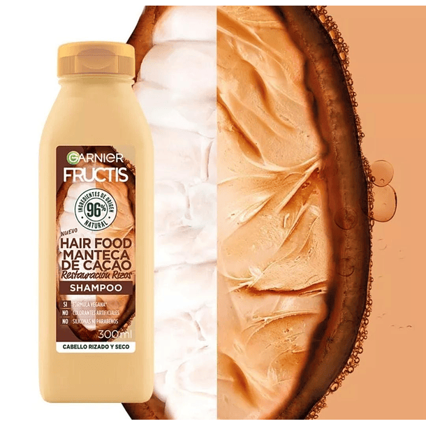 SHAMPOO GARNIER FRUCTIS HAIR FOOD MANTECA DE CACAO RESTAURACIÓN RIZOS 300 ML 2