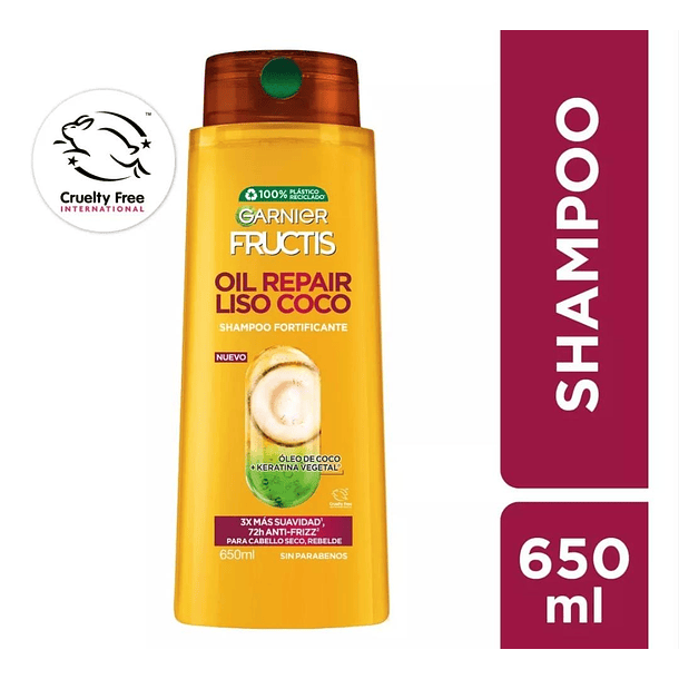 SHAMPOO GARNIER FRUCTIS LISO COCO FORTIFICANTE 650 ML  1