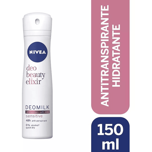 ANTITRANSPIRANTE AEROSOL NIVEA WOMEN DEOMILK  BEAUTY ELIXIR SENSITIVE 150 ML
