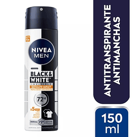 ANTITRANSPIRANTE AEROSOL NIVEA MEN BLACK & WHITE ULTIMATE IMPACT INVISIBLE 72 H 150 ML 