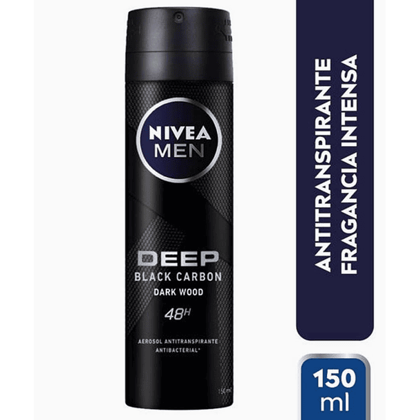 ANTITRANSPIRANTE AEROSOL NIVEA MEN DEEP BLACK CARBON DARK WOOD 48 H 150 ML 