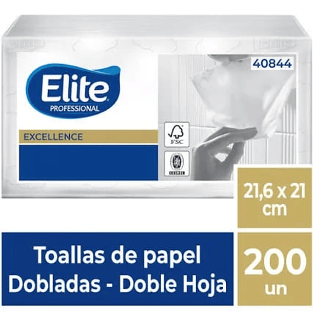 TOALLA INTERFOLIADA ELITE 21.6 CM X 21 CM X 200 UN