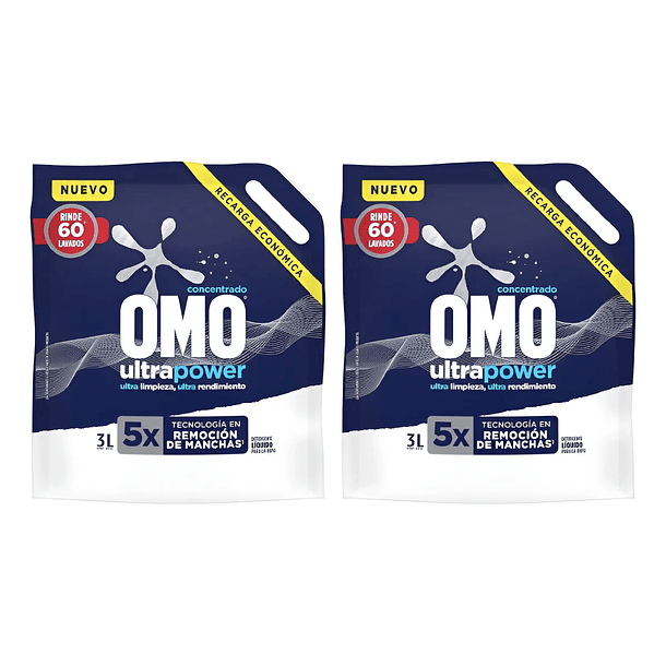 PACK X2 DETERGENTE LIQUIDO OMO MATIC 3 LTS C/U