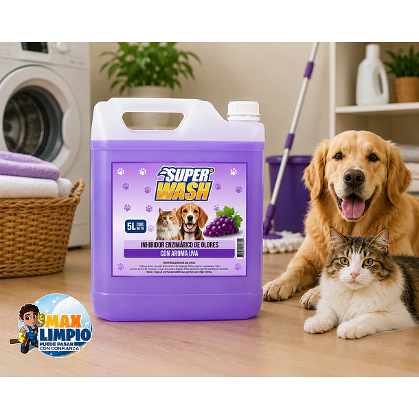 INHIBIDOR ENZIMÁTICO DE OLORES PARA MASCOTAS AROMA UVA 5 LT  2