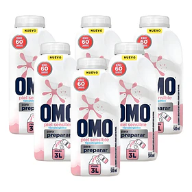 PACK DETERGENTE OMO PARA DILUIR PIEL SENSIBLE X 6 UNIDADES