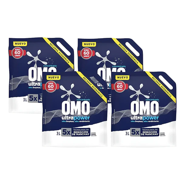 CAJA DETERGENTE OMO ULTRA PODER 3LT X 4 UN