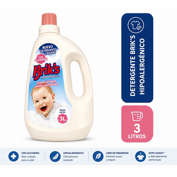 DETERGENTE HIPOALERGENICO BRIK´S 3 LTS