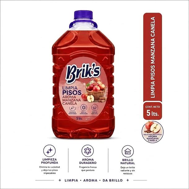 LIMPIA PISOS BRIK´S AROMA MANZANA CANELA 5 LT 
