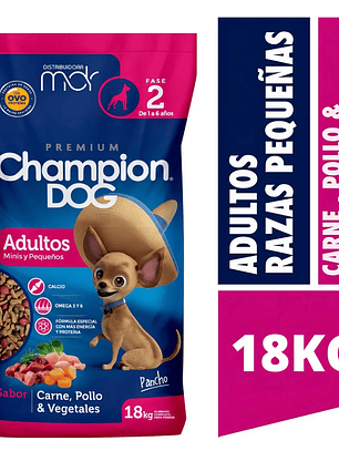 Champion dog adulto raza pequeña 18 kg