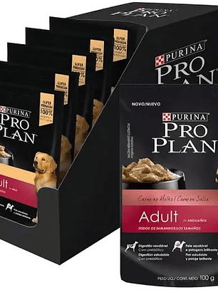 Pack 15un pouch pro plan perro adulto carne 85gr