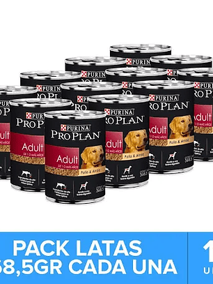Pack 12un lata pro plan perro adulto 368gr