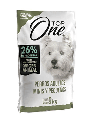 Top one perro adulto razas pequeñas 9 kg.