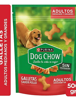 Galletas dog chow adulto medianos y grandes 500gr