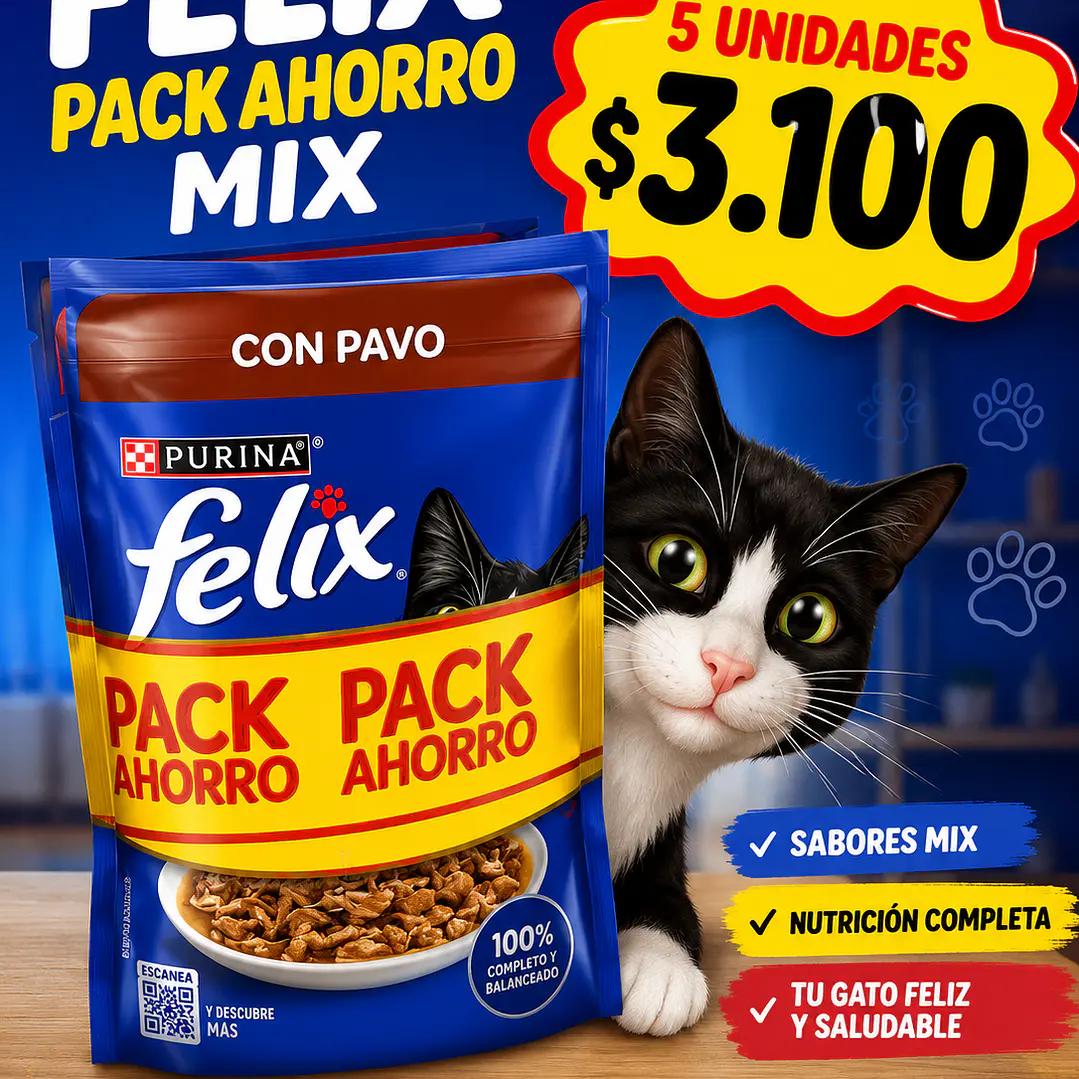 Felix pack sobres ahorro mix 5u 1