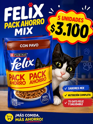 Felix pack sobres ahorro mix 5u