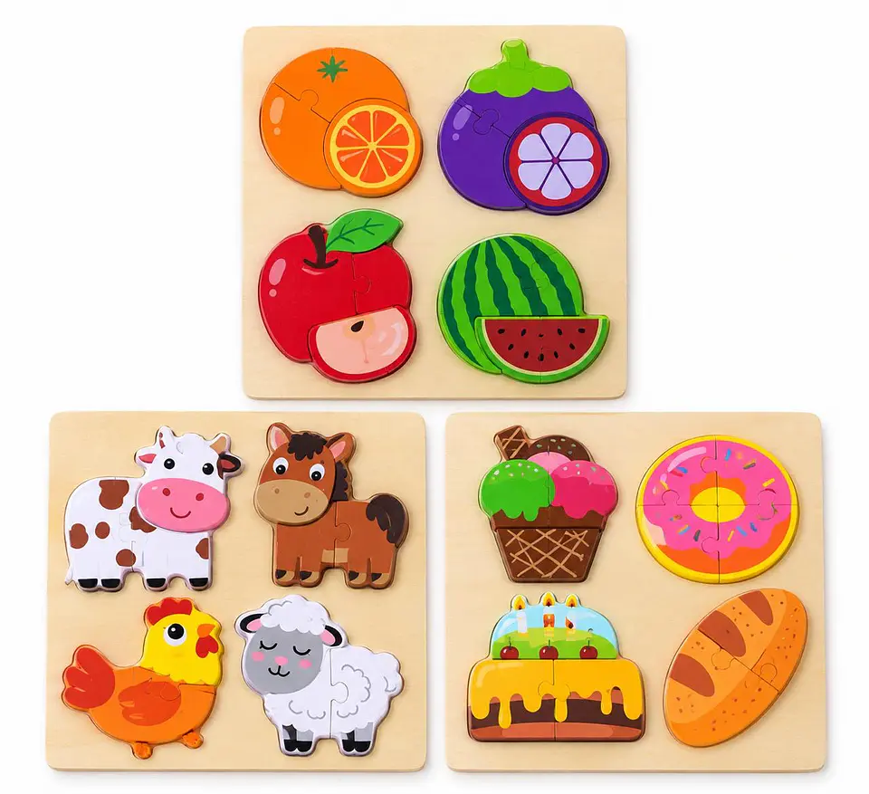 PUZZLE ENCAJE DE FRUTAS, ANIMALES Y ALIMENTOS 1